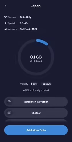 Nomad eSIM usage