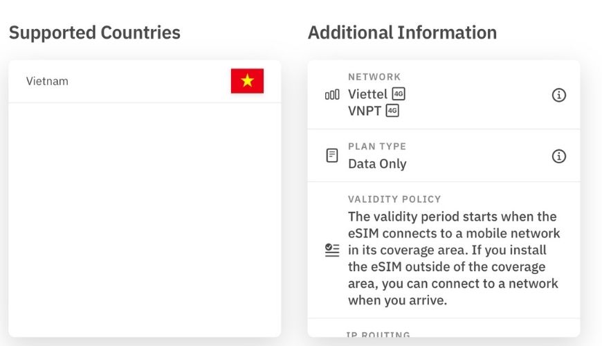 Airalo Xin Chao eSIM supported networks